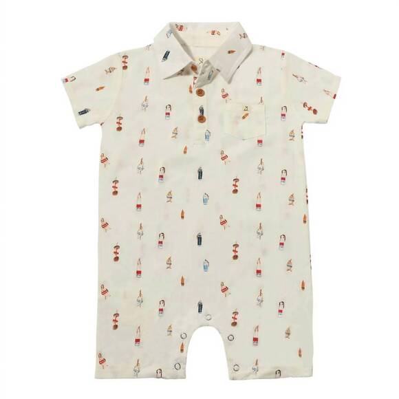 ME & HENRY Pants - NEW ME & HENRY boy's buoys printed romper in malokai white